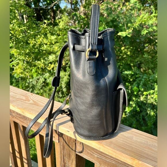 Vintage Coach Top Handle Backpack Bag Original Hang Tag Black 9992 Authentic - Picture 5 of 16